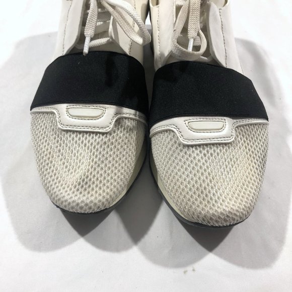 Balenciaga Race Runner White Leather Mesh Neoprene Grey Sneaker Shoes 39 Italy - Picture 3 of 11